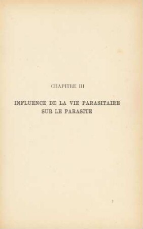 Chapitre III Influence De La Vie Parasitaire Sur Le Parasite