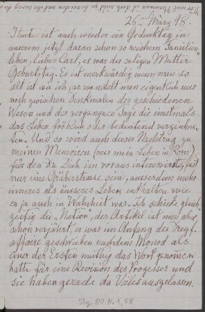 Brief von Malwida von Meysenbug an Carl von Meysenbug