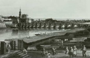 Dresden vom rechten Elbufer oberhalb der Augustusbrücke : Dresden, Augustusbrücke, Gemälde