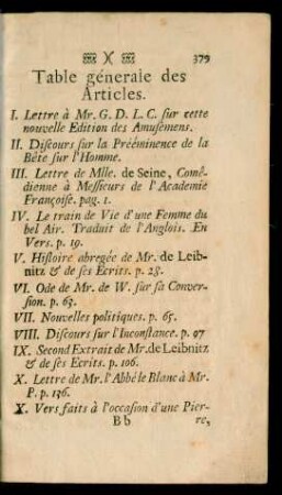 Table génerale des Articles