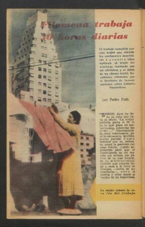 Filomena trabaja 30 horas diarias