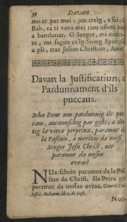 Davart la Justificatiun, a Pardunnament d'ils puccaus.