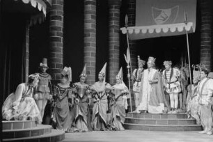 Szenenbilder aus "Aschenbrödel" mit M. Degen, N. Mank, H. Ulrich, E. Aderhold, E. Marian, H. Fröhlich, K. Schmidtchen, Theater am Schiffbauerdamm 11.12.1952