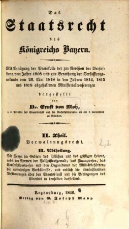 Lehrbuch des bayerischen Staatsrechts. 2,2