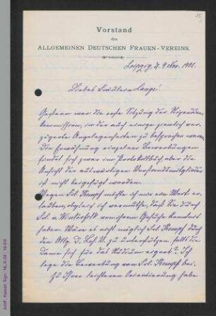 Brief von Anna Schmidt an Helene Lange