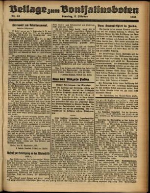 Zweite Ausgabe vom Sonntag, den 08. Oktober 1933.