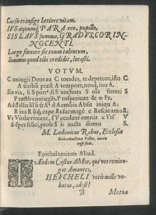 Epithalamium Aliud.