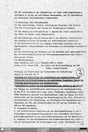 3. Anweisung zur Verarbeitung und Durchführung der vormilitärischen Ausbildung und Sanitätsausbildung an den erweiterten Oberschulen (allgemeinbildenden polytechnischen) und Spezialschulen - vormilitärische Ausbildung und Sanitätsausbildung Klasse 11, vom 29.5.81