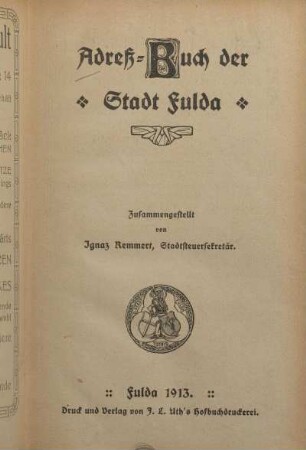 1913: Adreßbuch der Stadt Fulda