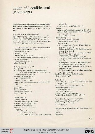 Index of Localities and Monuments