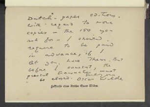 Faksimile eines Briefes Oscar Wildes