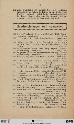 Handzeichnungen und Aquarelle (Nr. 293-321)