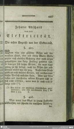Zehnter Abschnitt von der Elektricität. Die ersten Begriffe von der Elektricität