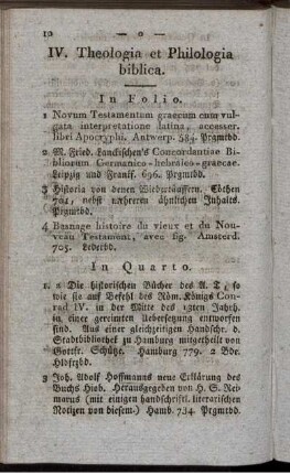 IV. Theologia et Philologia biblica