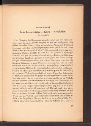 Zweites Kapitel Erste Beamtenjahre - Krieg - Revolution (1912-1920)