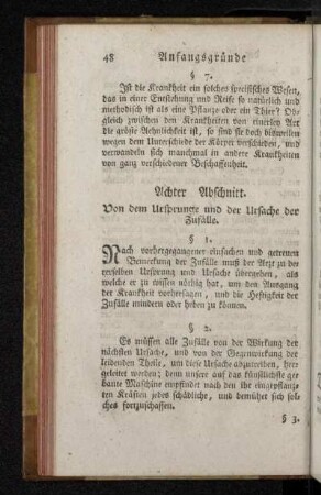 Achter Abschnitt. Von dem Ursprunge und der Ursache der Zufälle.