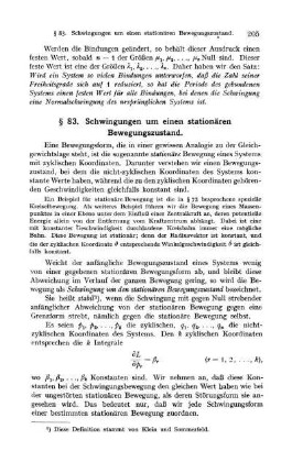 § 83. Schwingungen um einen stationären Bewegungszustand.