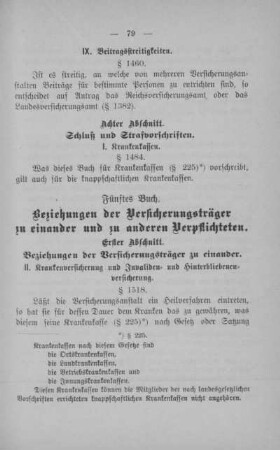 Beziehungen der Versicherungsträger zu einander und zu anderen Verpflichteten.
