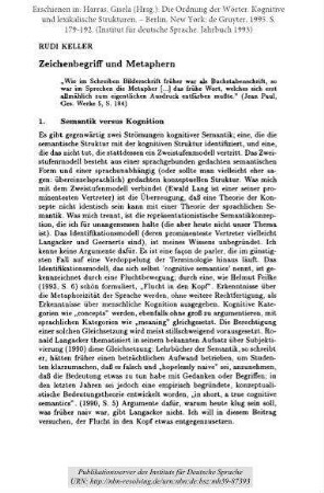 Zeichenbegriff und Metaphern
