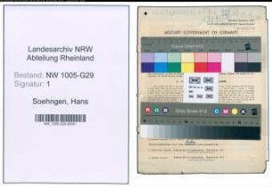 Entnazifizierung Hans Soehngen , geb. 26.05.1903 (Geschaeftsfuehrer)