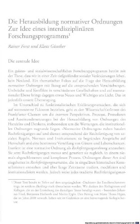 Die Herausbildung normativer Ordnungen : zur Idee eines interdisziplinären Forschungsprogramms