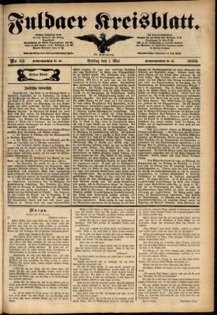 Erste Ausgabe vom Freitag, den 01. Mai 1903.