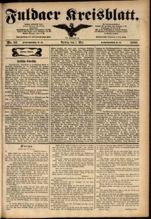 Erste Ausgabe vom Freitag, den 01. Mai 1903.