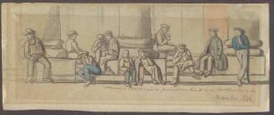 Mittagsmahl der Arbeiter aus der Griesbach'schen Fabrik bei der Stadtkirche
