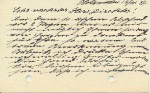 Schreiben Hauff an Rauther, handschriftlich