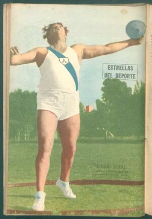 Reidar Soerli, campeón sudamericana del lanzamiento del disco - [Fotografía] : Estrellas del deporte