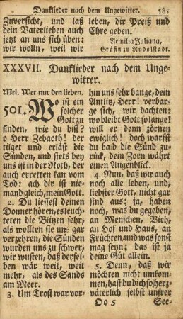 XXXVII. Danklieder nach dem Ungewitter.