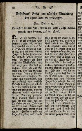 Besonderes Gebet um nützliche Abwartung des öffentlichen Gottesdienst. - Gebet bey Sterbenden.
