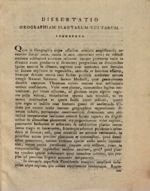 Diss. geographiam plantarum cultarum adumbrans