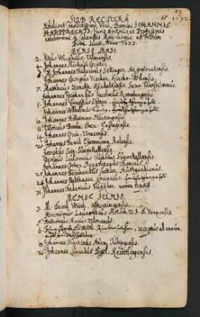 Sommerhalbjahr 1633. Rektorat Johannes Harpprecht