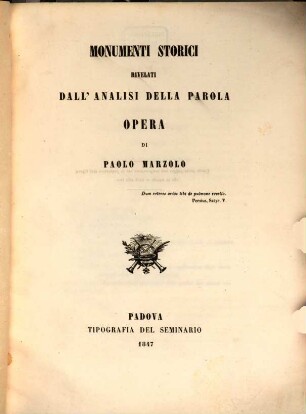 Monumenti storici rivelati dall'analisi della parola : (Introduzione)