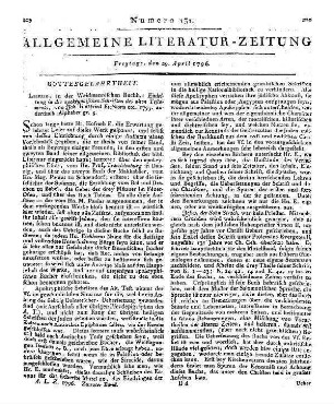 Eichhorn, J. G.: Einleitung in die apokryphischen Schriften des alten Testaments. Leipzig: Weidmann 1795. (Kritische Schriften / J. G. Eichhorn. Bd. 4)