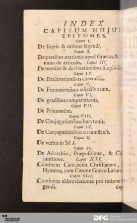 Index Capitum Hujus Epitomes.