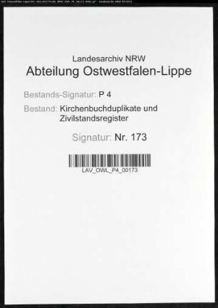 Zivilstandsregister der Stadt Lünen (A 1810). (Gemeinde: Lünen, Stadt)