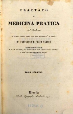 Trattato di medicina pratica, 2