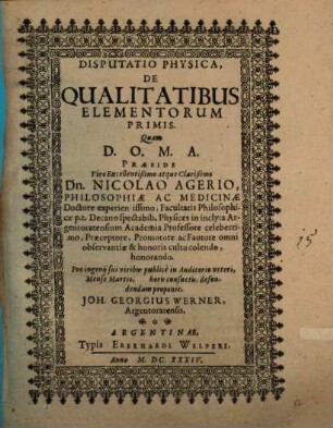 Disp. phys. de qualitatibus elementorum primis