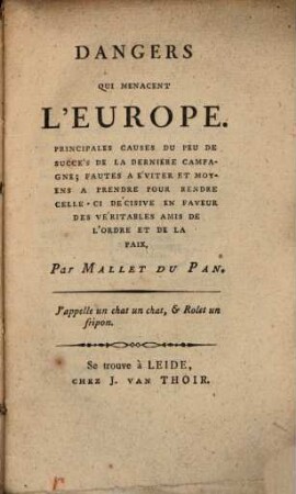 Dangers, qui menacent l'Europe