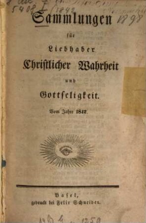 Sammlungen für Liebhaber christlicher Wahrheit und Gottseligkeit. 1842, 1842