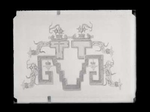 The Palace, House B. - Stucco ornament on the back wall of the room marked A in Plate XV. partly restored. : [Archaeology, Vol. IV., Plate 18]