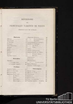 Répertoire Des Principales Variétés De Fruits Décrites Dans Cet Ouvrage.