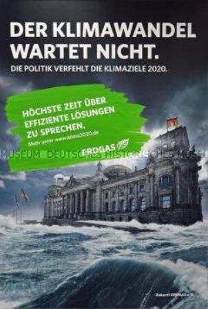 Plakat einer Kampagne der Zukunft ERDGAS GmbH, einer Initiative der deutschen Gaswirtschaft, für den Energieträger Erdgas