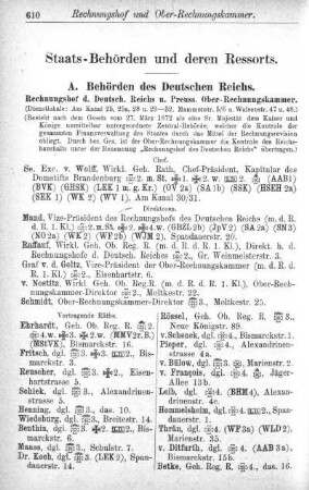 Staats-Behörden und deren Ressorts
