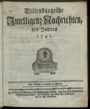 1791: Dillenburgische Intelligenz-Nachrichten, des Jahres 1791