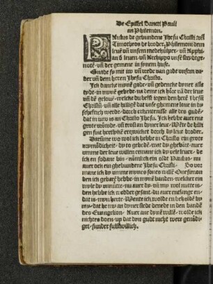 De Epistel Sancti Pauli tho Philemon.