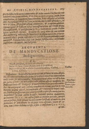 Argumenta De Manducatione Indignorum.