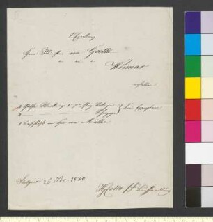 Brief von Cottasche Buchhandlung an Goethe, Johann Wolfgang von